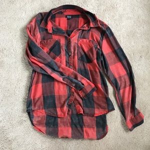 PACSUN red and black flannel